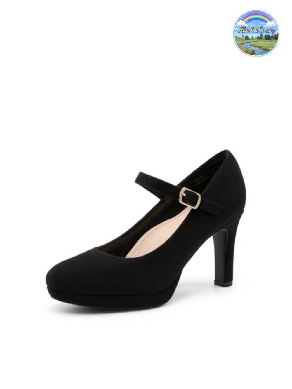 Womens Mary Jane High Heel Pumps Faux Suede Dress Shoes